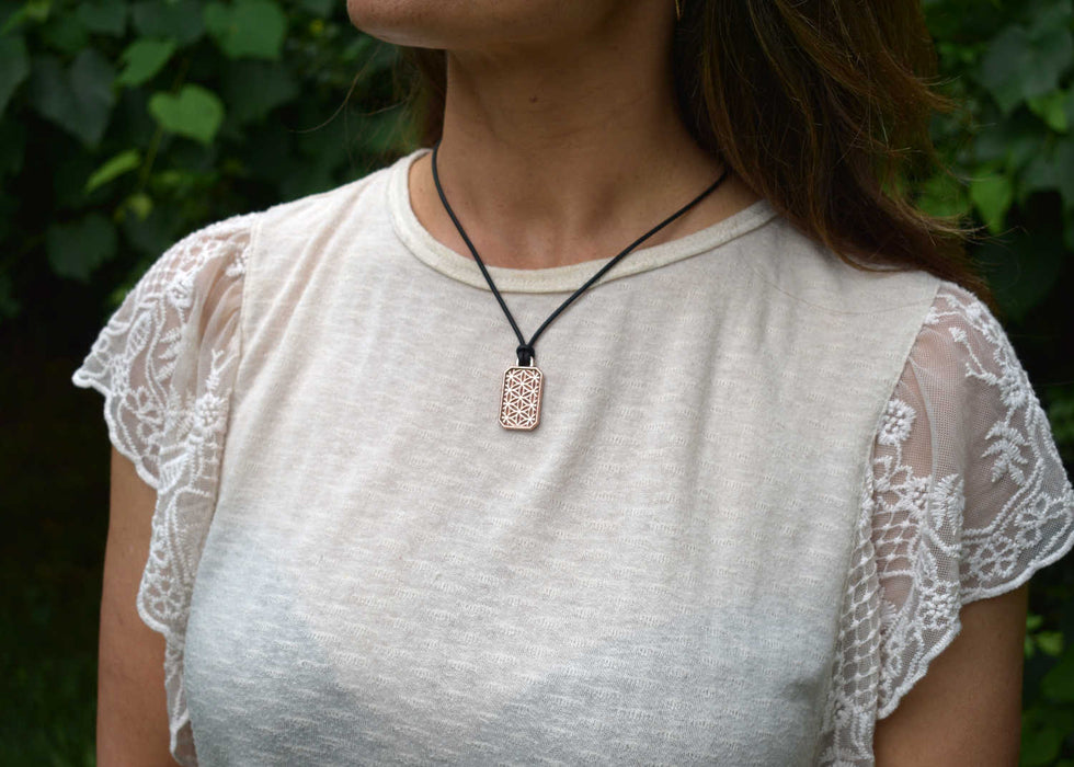 Flower of Life Dog Tag Necklace